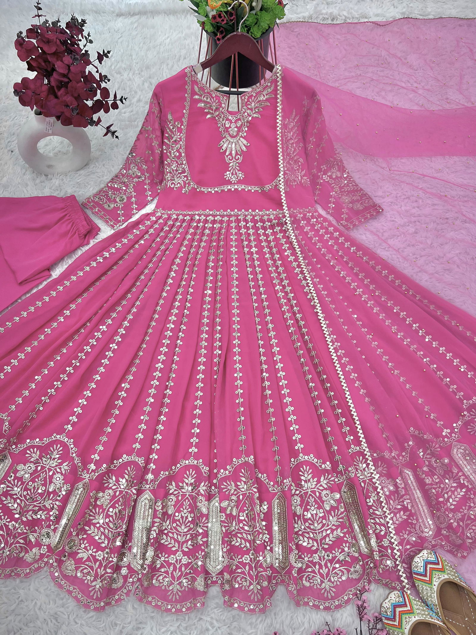NSR 817 Embroidery Faux Georgette Anarkali Readymade Suits Wholesale Shop In Surat